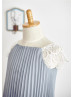 Cap Sleeves Gray Pleated Chiffon Simple Flower Girl Dress